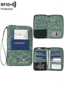 FOREVER MIYIN Cartera de viaje vintage con protección RFID para pasaporte, apta para múltiples pasaportes, con correa de muñeca, porta documentos, bolsillos para monedas y ranura para bolígrafo, accesorio esencial de viaje - Multicolor - Ver 17