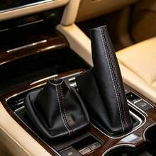 Gear Shift Knob Cover And Handbrake Lever Cover Made Of Artificial Leather For BMW E30 E36 E34 E46 Z3 Manual Transmission - A - View 4