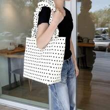 Canvas Large Capacity Pleated Tote Bag For Women - Multicolor - View 2