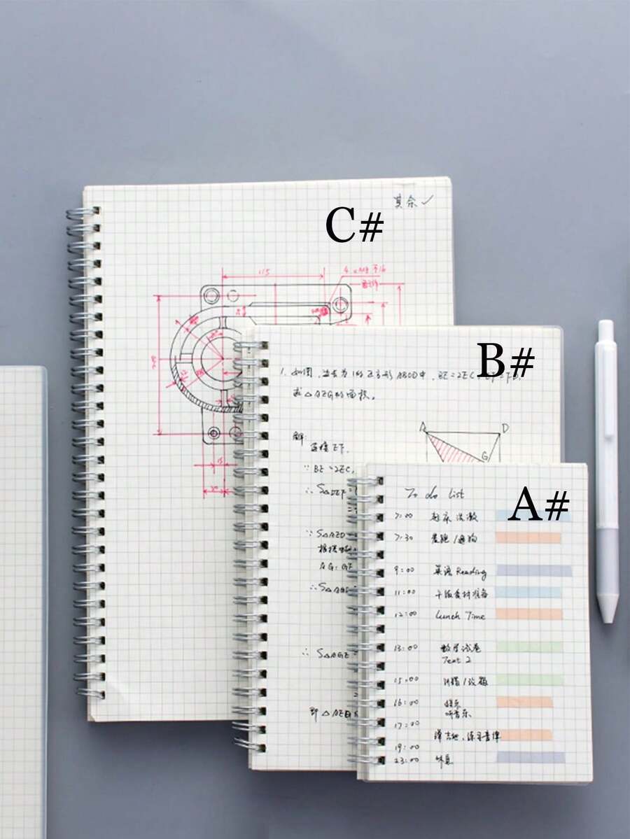 1PC 80-Page PP Cover Spiral Notebook - Lined Pages, Spiral Binding, Hard Cover Waterproof Design, Suitable For Students Or Business Office, Back To School Essential Stationery, Thick Grid Paper Spiral Bound Notebook, Wear-Resistant Transparent PP Cover Grid Notepad, Sturdy Metal Spiral Binding Not Easily Detached Writing Book, Multi-Functional Stationery For Homework, Formula Calculation, Sketching, Meeting Notes, Multiple Sizes Available, Essential For Primary, Middle And University Students, Suitable For Classroom, Training Center, Office Workstation, Back To School, Halloween, Christmas - 1 Set - View 1