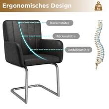 Dining Chairs Set Black - 2 Pieces, Modern Style - 黑色 - 查看 5
