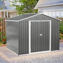 Storage Shed Metal Grey 8x6 FT - Robust Tool Shelter - 灰色 - 查看 9
