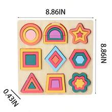 Mainan Puzzle Kayu Multifungsi 2 Bagian, Menggabungkan Pengenalan Hewan, Identifikasi Bentuk, Pencocokan Warna, Penumpukan, dan Membangun Berbagai Cara Bermain. Warna Lembut dan Kaya, Balok Besar Mudah Digenggam, Permukaan Halus. - MultiWarna - View 6
