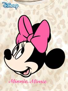Disney Baby Girls' Minnie Mouse Print Short Sleeve T-Shirt And Leopard Print Shorts Set - Apricot - View 5