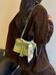 女款時尚正方形斜挎手機包 綠色優雅手提包 - 綠色 - 查看 7