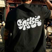 Camiseta Estilo Graffiti Spike% Algodón 180 g/² Cuello Redondo Transpirable Corte Regular Ropa Urbana de Verano - Negro - Ver 4
