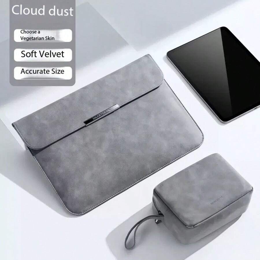 13-14 Inch Laptop Protective Sleeve With Stand For MacBook Neo 13 - Grey | Compatible With MacBook Air 13.6 M5 M4 M3 M2/Pro 14/13 Leather Sleeve With Small Protective Pouch. 5 Inch 13.8 Inch Surface Laptop/HP Business Portable Laptop Sleeve Compatible With 14 Inch Laptop Protective Case