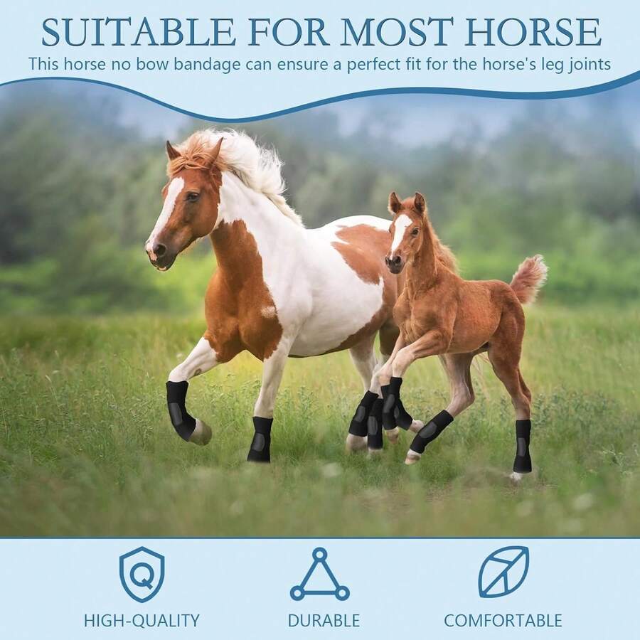 Universal Size UV-Resistant Horse Leg Wraps, Mosquito-Proof Horse Leggings, Lightweight Fine Mesh Horse Boots, Greatly Reduce Trampling, Breathable Horse Boot Leg Covers (4pcs/Set) - Black 4-piece Set - View 1
