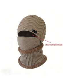 3PCS Unisex Autumn/Winter Knitted Hat, Scarf And Mask Set, Thermal Lined Warm Ear Protection Combination - Multicolor - View 11