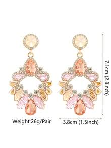 1pair Geometric Pink Glass Earrings - Baby Pink - View 4