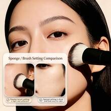 Flat Top Foundation Makeup Brush Set 2Pcs, Soft Dense Bristles Powder Brush, Professional Face Cosmetic Tools For Liquid Foundation, Cream, Blush, Setting Powder, Contour Bronzer, Flawless Blending Makeup Brushes For Daily Travel Use - A - View 2