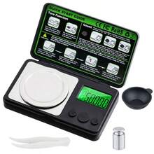 100g/0.001g 高精度電子珠寶秤，具備歸零功能、單位轉換與一鍵清零，附鑷子、秤盤平台，便攜式珠寶金飾實驗室手工專用天平，不含 2 顆 AAA 電池 - 彩色 - 查看 2