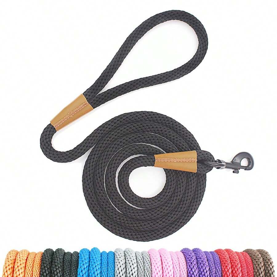 1pc Durable Woven Rope Dog Leash With Quick Release Buckle, Suitable For Small, Medium And Large Dogs Outdoor Walking And Training - Black - View 1