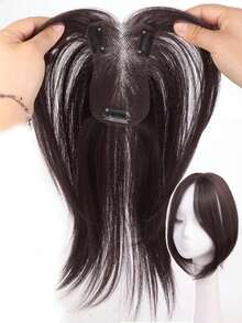 12Inch Clip‑In Synthetic Hair Topper For Women, Invisible Arc Top Hair Piece, Straight Wig Piece For Thinning Hair, Add Volume, Cover Grey Hair, Breathable Borderless Net Base - Multicolor - View 16
