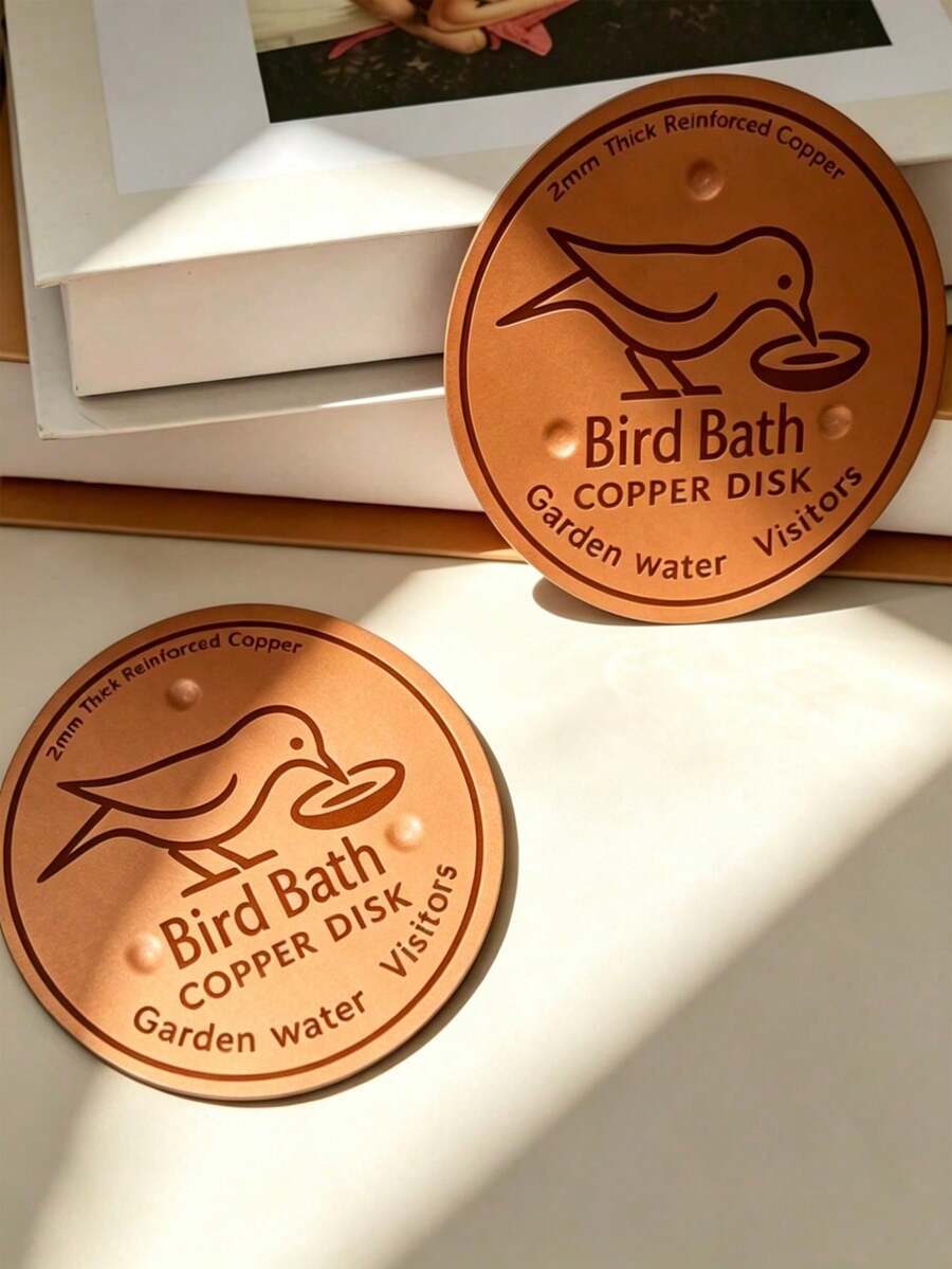 1pc Wooden Bird Bath Tray With 3-Point Support, Copper Bird Bath Purification Plate 0.6mm, Suitable For Outdoor Thick Garden Patio Fountain Universal - Multicolor - View 1