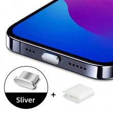 1 buah Penutup Debu Logam dengan Kotak Penyimpanan, Warna Asli, Penutup Pelindung Port Pengisian USB-C, Kompatibel dengan Smartphone Seri 17 Pro Max 16 15 Tipe-C - MultiWarna - View 10