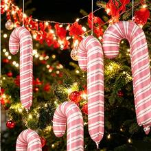 10pcs/5pcs/2pcs Large 32 Inch Pink & White Striped Candy Cane Foil Balloons, Christmas New Year Outdoor Party Atmosphere Decoration, Photo Props For Girls - Multicolor - View 3