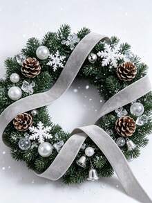Pita Berbulu Halus untuk Natal, Cocok untuk Pembungkus Kado Natal, Dekorasi Karangan Bunga Natal, Dekorasi Pohon Natal, Pita Satin Berbulu Halus Bentuk Busur 1/4 Inci x 10 Yard (Tersedia Berbagai Ukuran) dengan Gulungan Kertas untuk Penyimpanan Mudah - Abu-abu ukuran 10 - View 2