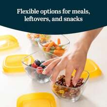 Serve It Glass Storage Bowls Set Of 16 Stackable 2 Cup Food Storage Containers With Sung Fit Lids, Glass Bowls Set For Snacks, Leftover Or Meal Prep - 2Cup 16pc Set - View 4