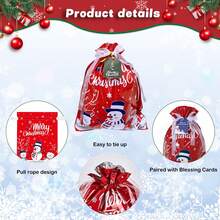 10pcs Christmas Gift Bags, Christmas Drawstring Gift Bags, Multiple Sizes | For Christmas Holiday Gift Packaging, Holiday Party Supplies (Random Colors And Sizes) - Mixed Colors - View 4