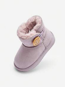 Balabala Kids Mid-Calf Snow Boots Thick Fleece-Lined Warm Winter Boots For Boys And Girls - Purple - View 2