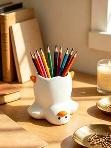 Cute Duck Shaped Pen Holder, Charming Creative Fun Desktop Decor, Suitable For Storing Pens, Pencils Or Various Small Items - Upside-down Duck Pencil Case - View 2
