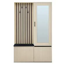 Hall Tree With Mirror And Bench - Modern Entryway Furniture Set With Coat Rack, Shoe Storage, 4 Hooks, And Padded Bench. [OLD ITEM CODE: GL38123N] - Wood + MDF - View 5