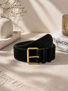 1pc Coffee Color Plush Retro Casual PU Leather Belt, Suitable For Autumn/Winter Outfits - Coffee - View 20