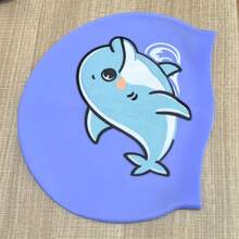 Cute Cat Print Silicone Swim Cap, Snug Fit Hair Protection Swimming Cap For Pool Training And Water Play - Multicolor - View 7