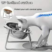 Cat Elevated Bowl 304 Stainless Steel 15° Tilted Design Neck Protection Healthy Feeding Bowl Anti-Shatter And Anti-Fall Pet Bowl - 500ml - View 4