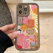 1件 極簡時尚向日葵貓咪卡通圖案 TPU 防指紋手機殼，適用於 iPhone 16 Pro Max/16/16 Pro/16 Plus/11/15/15 Pro/15 Pro Max/12/13/14 Pro Max/XS/XR/11 Pro/11 Pro Max/12 Pro/12 Pro Max/13 Pro/13 Pro Max/7 Plus/14 Pro/14 Pro Max/14 Plus/7 Plus/8 Plus/8/SE2/12 Mini/13 Mini，硬殼防黃變 - 彩色 - 查看 1