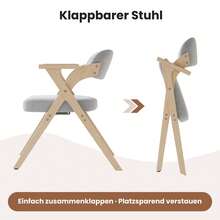 6 Dining Chairs Shelving Wooden Grey - 灰色 - 查看 3