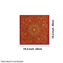 1pc Vintage Celtic Sun Knotwork Altar Cloth Tapestry, Red & Golden Floral Spiral Print Tarot Cloth, Divination Oracle Card Reading Mat, Spiritual Witchcraft Home Decor - Multicolor - View 9