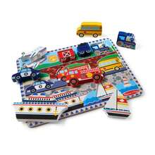 Melissa & Doug & Doug Safari Animals,Farm Animals,Vehicles Wooden Chunky Puzzle , Educational Screen Free Activity For Toddler, Preschoolers And Kids Ages 2+ - FSC Certified - Multicolor - View 7