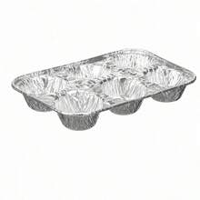 Set Of 4 Disposable Aluminum Foil Baking Pans With 6 Cavities For Muffins And Cupcakes, Heat Resistant Molds 25x17x3.5 Cm - 彩色 - 查看 10