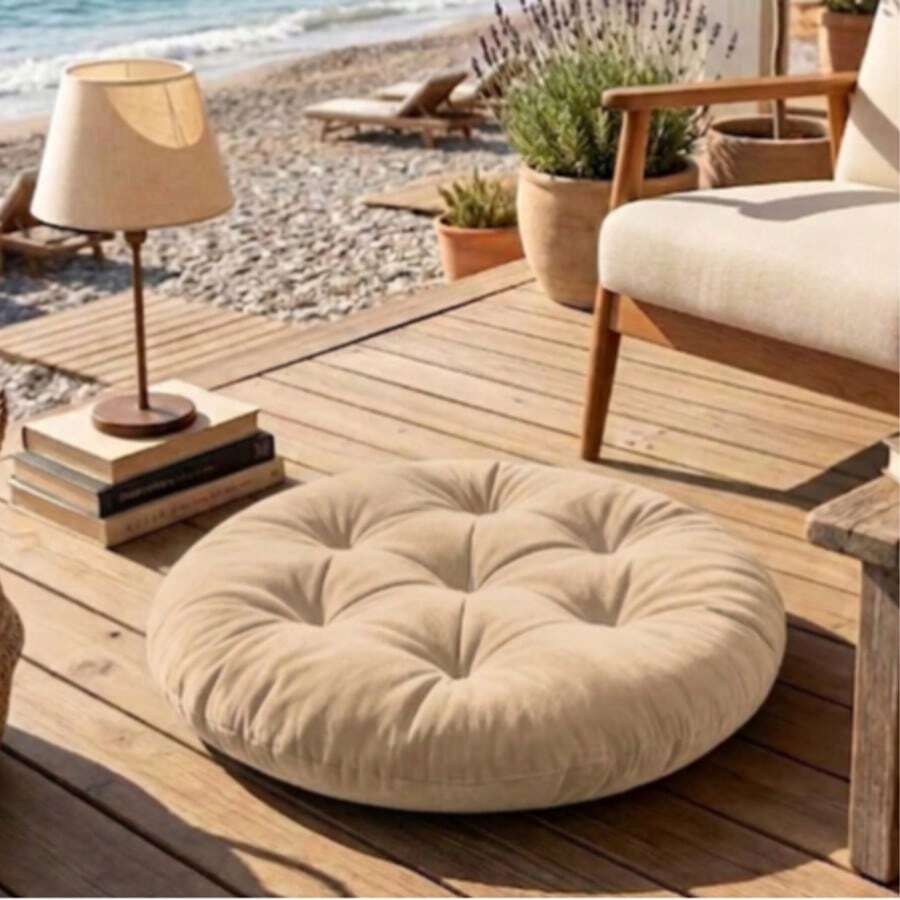 Ultra-Comfortable Round Seating Cushion - 40x40 Cm Fluffy Style - Apricot - View 1