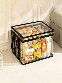 2/3pcs Transparent Storage Boxes With Flip Lid, Large Rectangular Stackable Space-Saving Organizer Bins, Durable Plastic Storage Containers For Home, Office, Dorm Organization - Multicolor - View 6