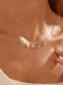 1PC Personalized Letter Pendant Necklace, Stainless Steel Jewelry, Personalized Name Necklace, Multiple Initial Name Necklace, Mom Initial Pendant, Personalized Birthday Gift, Customized Name Necklace, Women's Jewelry, Women's Necklace, Birthday Gift, Anniversary Gift, Gift For Her, Back To School, Christmas, Halloween Gift - Multicolor - View 10