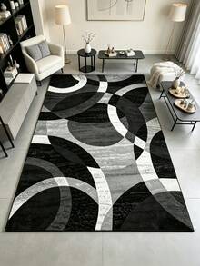 1pc Black And White Abstract Rug, Decorative Carpet, Bedroom Decor, Small Rug, Carpet, Home Decor, Living Room Rug, Living Room Small Rug, Bedroom Carpet, Living Room Home Decor, Outdoor Rug, Washable Carpet, Graduation Gift - Multicolor - View 1