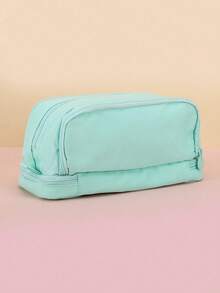 大容量雙層筆袋,牛津布拉鍊式,粉紅色,適合學生與辦公室使用 - Two-layer Pencil Case - 查看 11