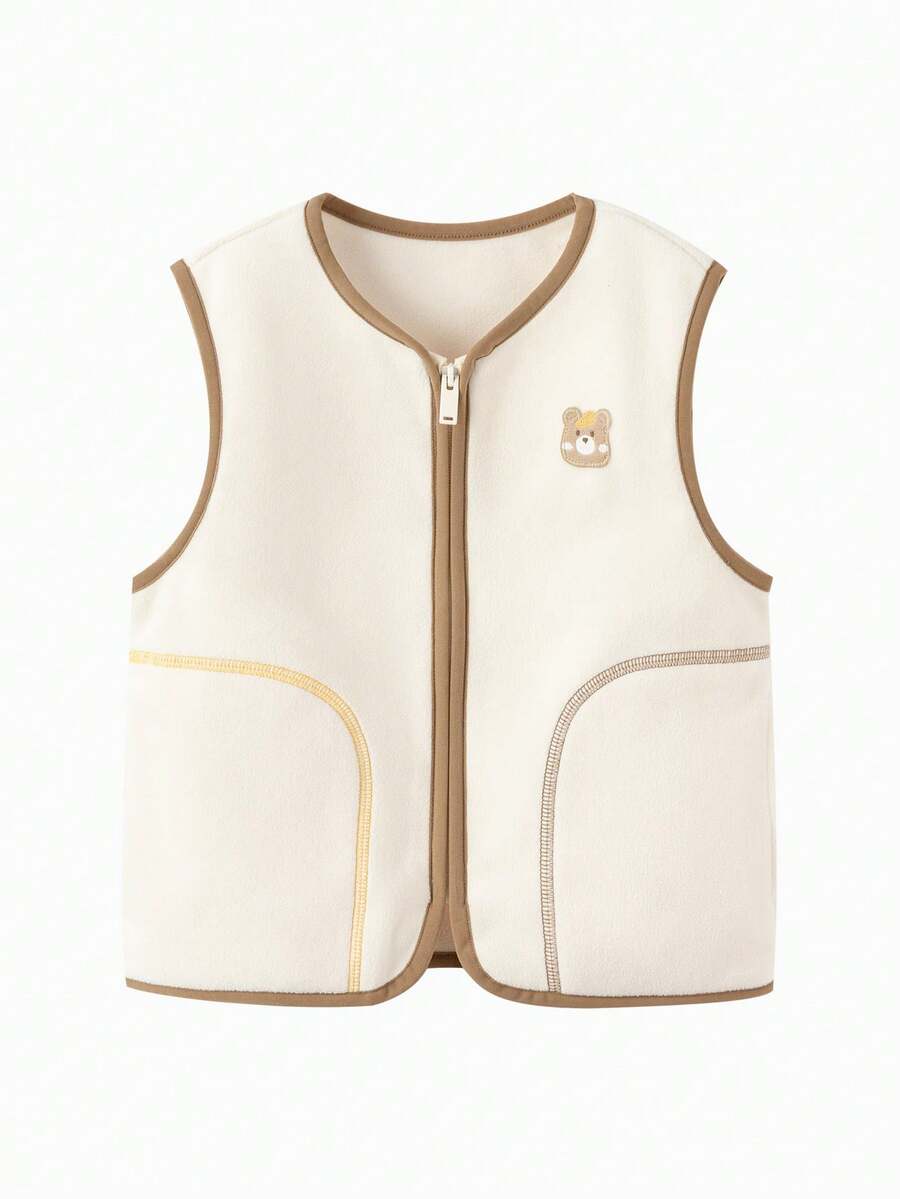 Balabala Kids Cozy Fleece Vest Warm Lightweight Layer For Boys And Girls - White Tone - View 1