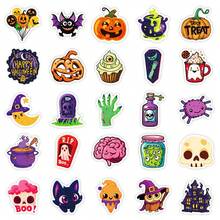 50pcs Halloween Pumpkin Ghost Bat Element Stickers, Waterproof DIY Scrapbook Decoration Stickers, Scrapbook Supplies, Wall Decor, Bedroom Decor, Home Decor, Room Decor, Waterproof Vinyl Stickers, Suitable For Envelopes, Water Bottles, Computers, Notebooks, Phones, Luggage, Notebooks, Refrigerators And Other Items. - Multicolor - View 7