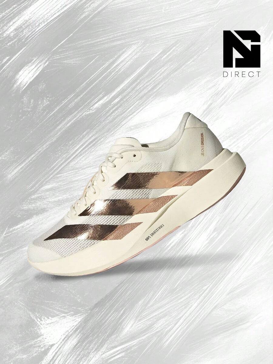 Adidas Adizero Evo SL Metallic Stripes Off White Copper – Men's Lifestyle Sneakers – Shoes For Man -Vintage-Spring & Summer-Inspired Running Shoes, Shock-Absorbing Comfort, Gym To Streetwear Casual Wear-Back To School-KK1950 - Off White/Copper Metallic/Blush Pink - 查看 1