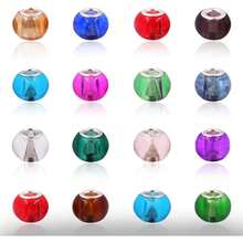 AIPRIDY 10x15mm Murano Large Hole Glass Beads With Silver Brass Core, European Style Beads For DIY Jewelry Making (100pcs, 10 Colors) - Assorted Colors - View 2