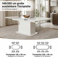 Extendable Oval Dining Table White And Silver - Optimized Space In Wood For Dining Room And Kitchen - 白色 - 查看 8