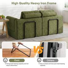 Foldable Convertible Sofa Bed, Multifunctional Armchair Bed With Memory Foam And Back Support – Portable Futon Sofa For Living Room, Bedroom, Or Small Spaces, Green - Olive Green - View 6