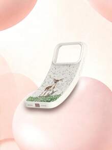 1pc Creative Fashion Full Screen Floral Deer Rabbit Lawn Pattern Phone Case, Liquid Large Hole Silicone Anti-Drop Soft Shell Suitable For Samsung A23/A24/A25/A32/33/S25 Apple 11/12/13/14/14plus/15/15plus/16/16plus/7/8plus/17/17pro And Other Models Protective Cover - Multicolor - View 4