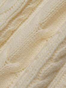 Nicenter Women's Round Neck Raglan Short Sleeve Cable Knit Sweater, Wool Blend, Fall Winter Clothes, Casual Elegant Fall Outfit For Women, Daily Commute Office - Apricot - View 6