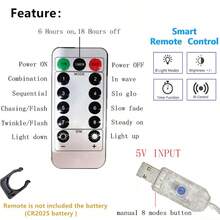 LED Garland Curtain Lights, 8 Modes, With USB Remote Control, Suitable For Wedding, Christmas, Home, Holiday Decoration - White - View 6