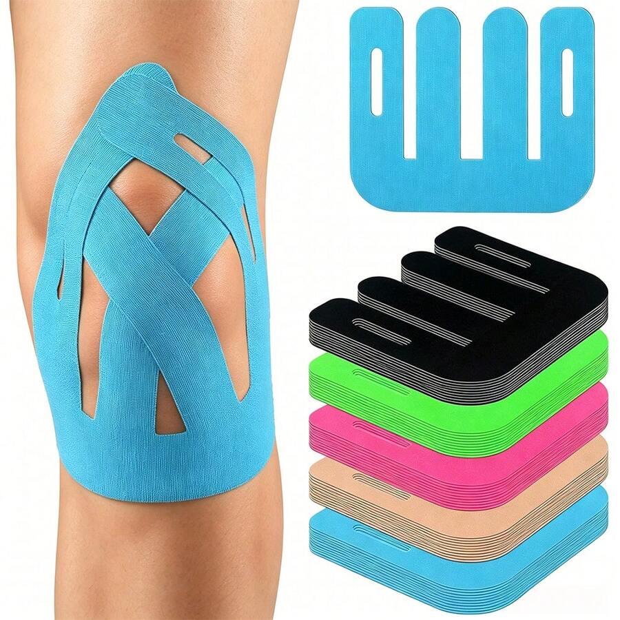 10Pcs/Set Contoured Precut Knee Kinesiology Tape, Stretch Elastic Knee Muscle Joint Support Tape, Breathable Compression Knee Stabilizer For Men Women Daily Sports Fitness Training